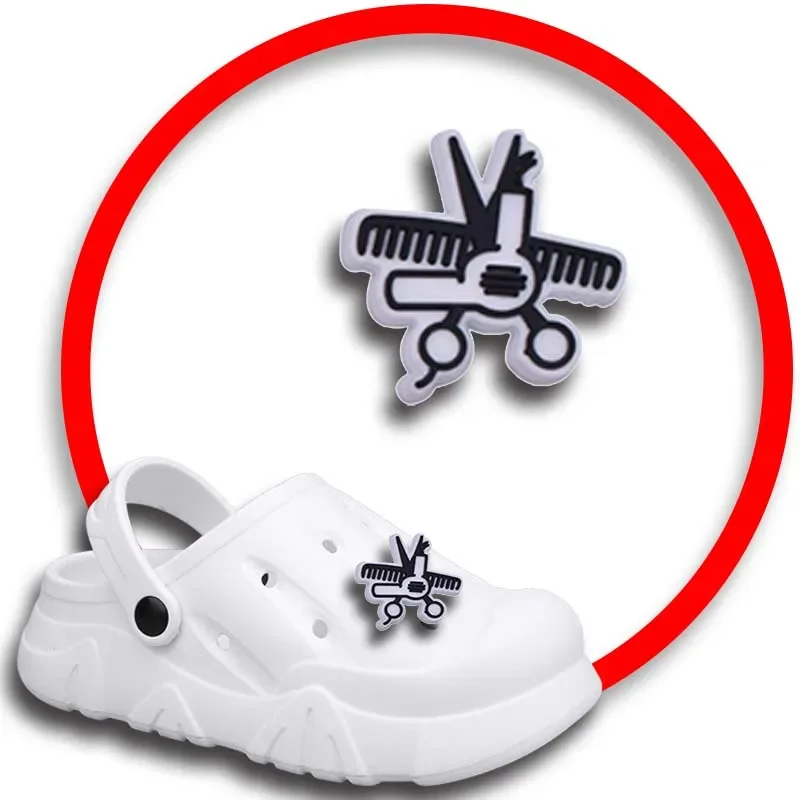 Dijes de zapatos de herramientas de peluquería para Crocs, sandalias, alfileres de zuecos, accesorios de decoraciones de zapatos, insignias para hombres y niños