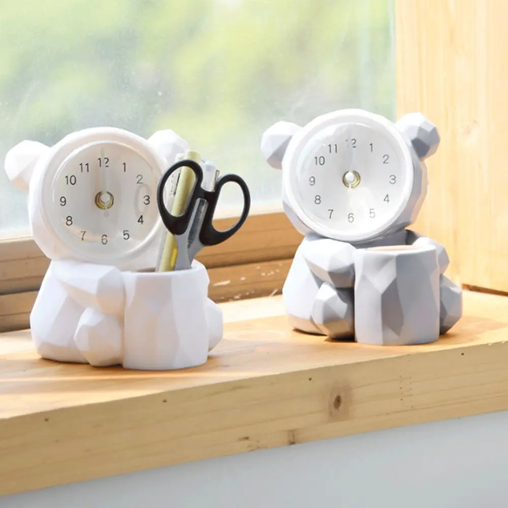 

Multifunctional Desk Pen Holder Multi-purpose Minimalist Alarm Clock Cartoon Creative Stationery Storage Box School Supplies