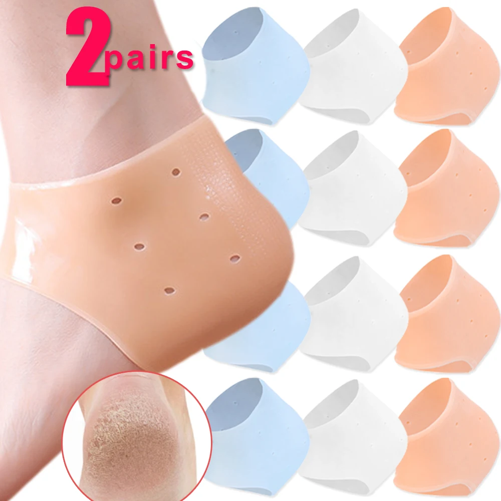 2pairs Silicone Sock Foot Care Breathable Anti-Crack Moisturizing Socks Unisex Pain Relief Feet Care Cover Heel Protective Tool