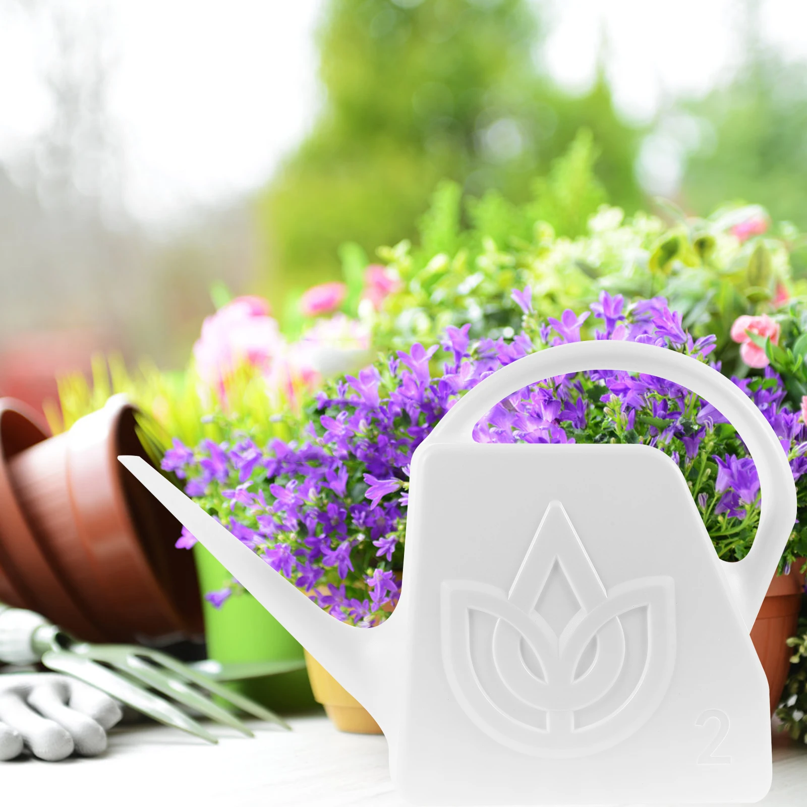 

Long Spout Watering Can 2L White Large Capacity Plants Cute Bonsai Gardening Pitcher Sprinkler Pot