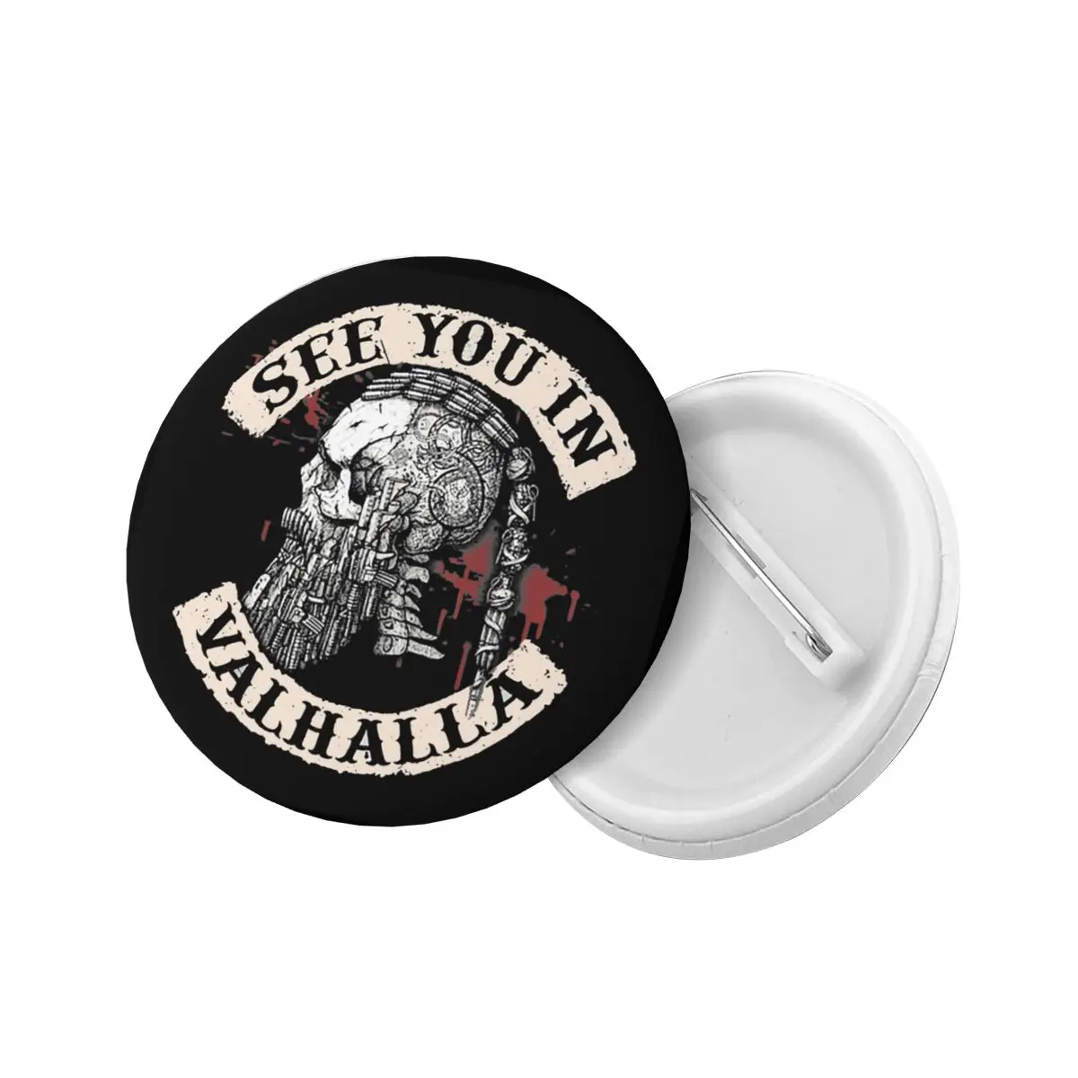 Custom See You In Valhalla Button Pin for Clothes Viking Odin Ragnar Skull Warrior Badges Brooches Pinback Gift