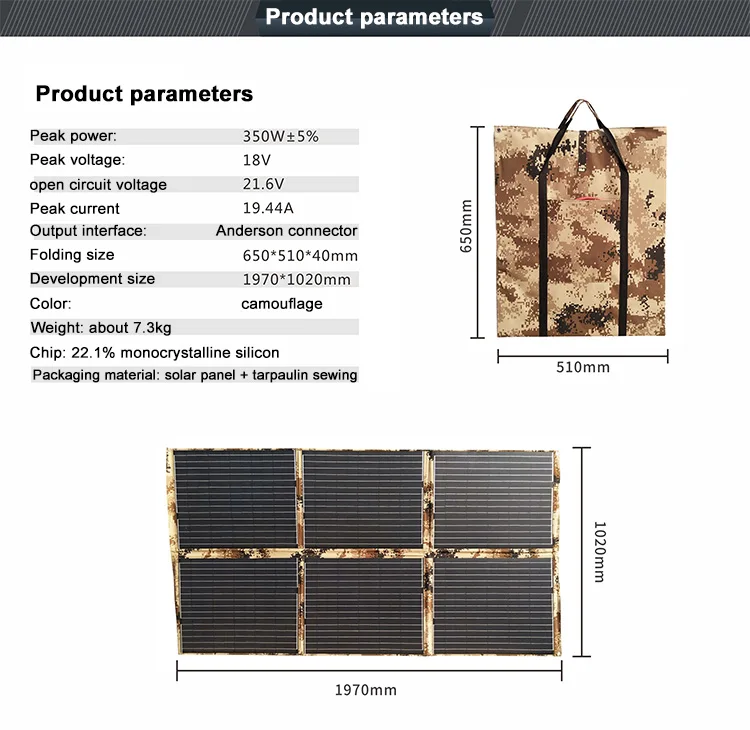 FS New Arrival Mono Wireless Solar Panels 350watt Folding Panel Solar RV with Buckle for Travel Charging Vehicle