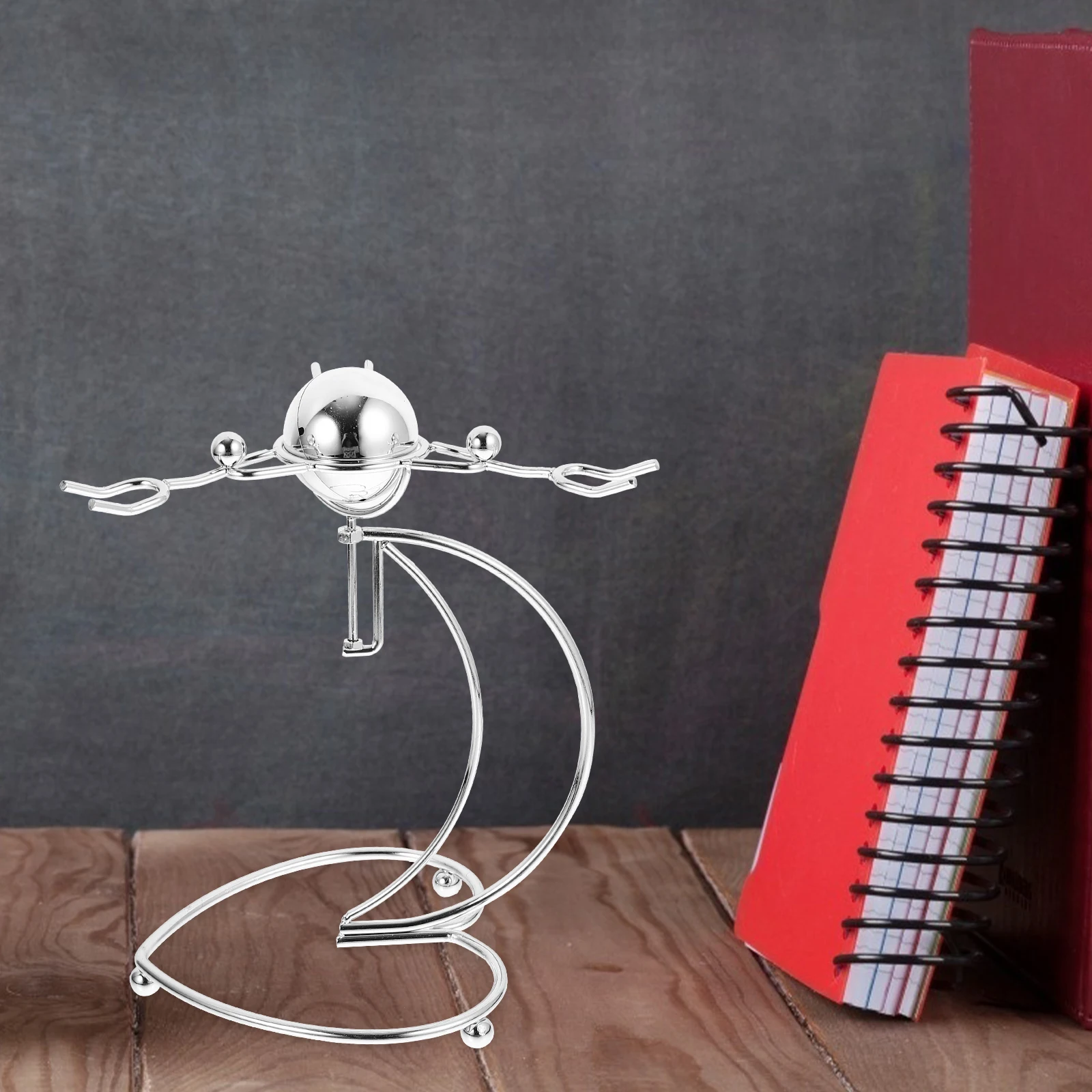 

Ornaments Metal Iron Men Swing Desk Decor Silver Pendulum Model Desktop Crafts Balancing