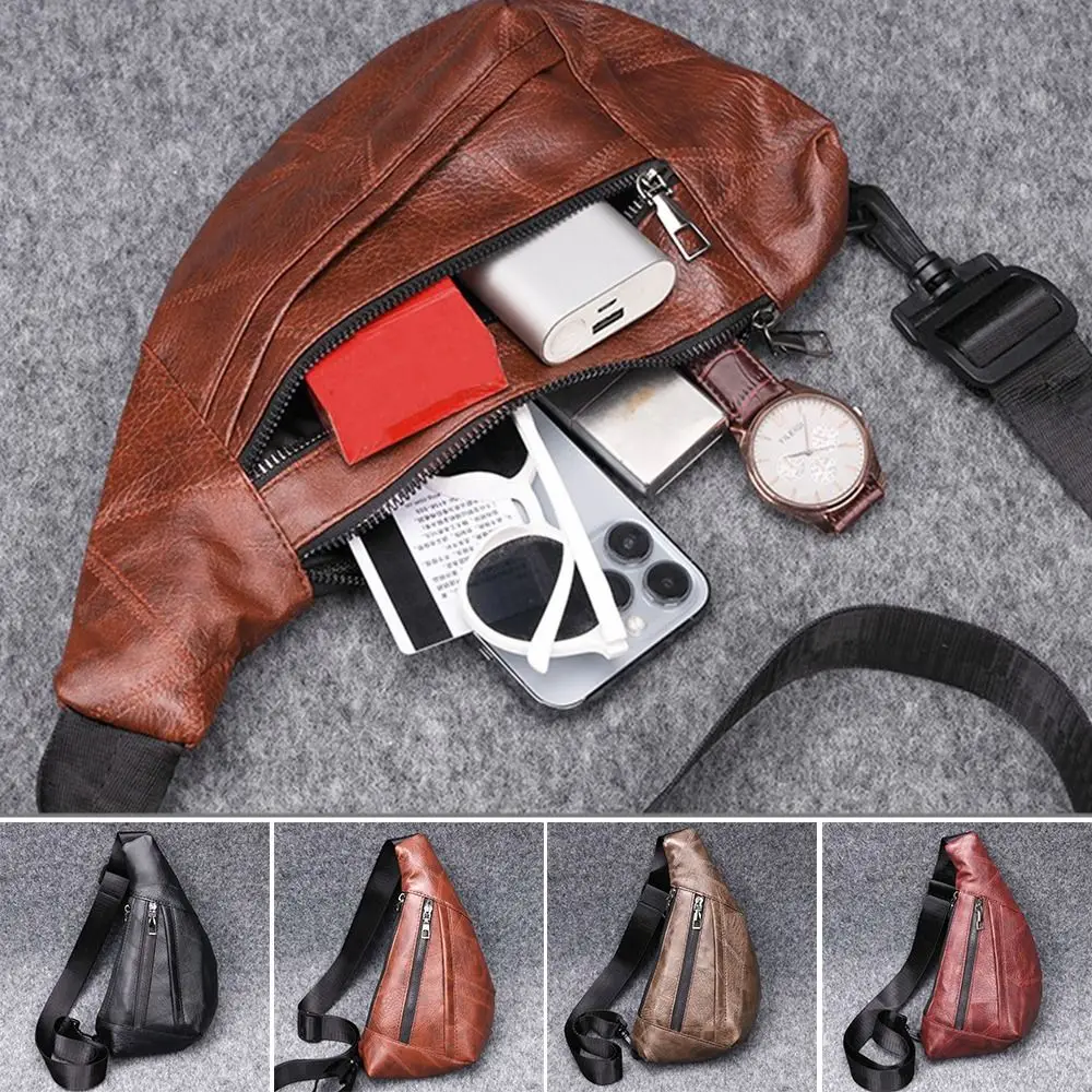 

Fashion PU Leather Chest Pack Single Shoulder Anti Theft Crossbody Bag Adjustable Shoulder Strap Shoulder Backpack Men's Use