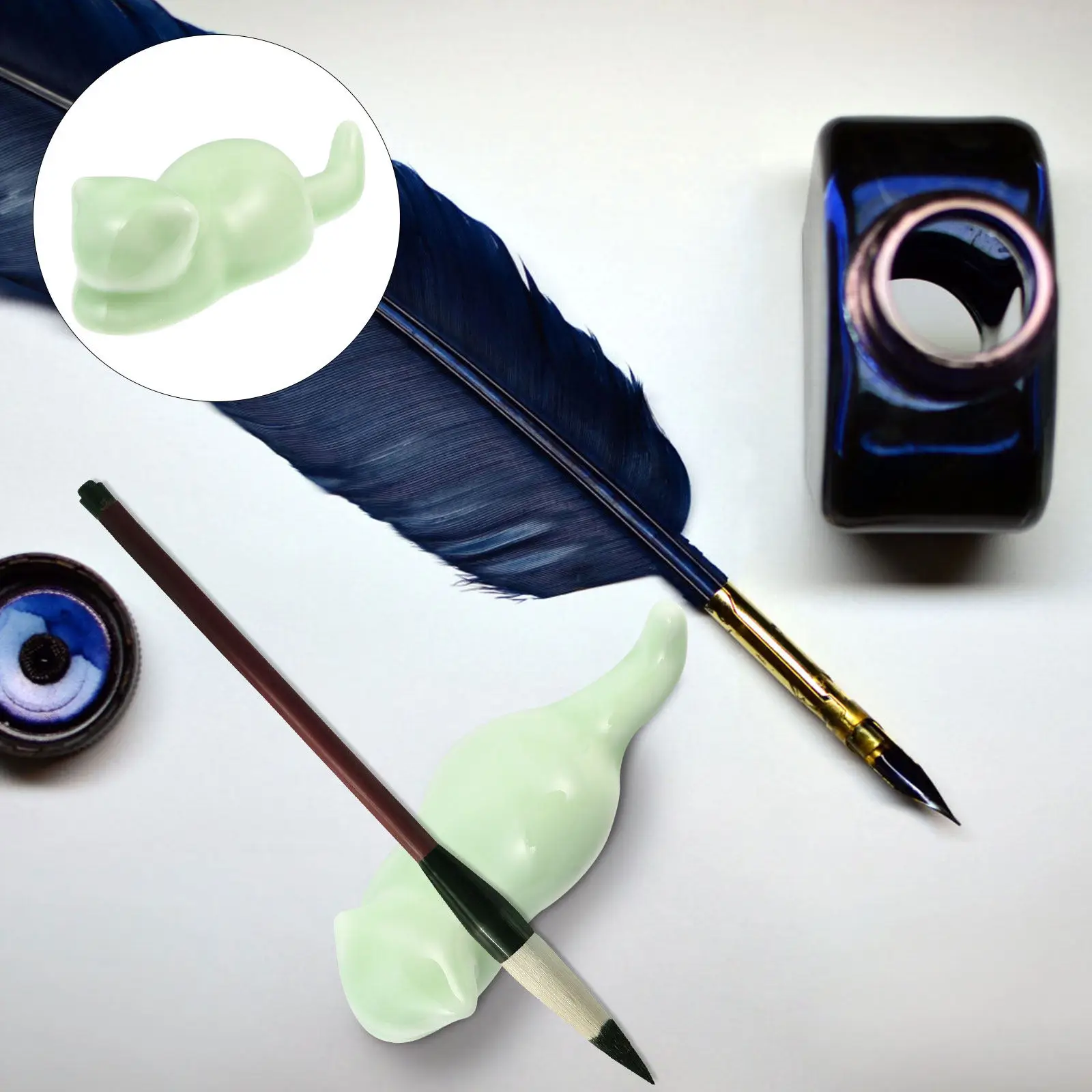 

Ceramic Brush Pen Holder Sturdy Calligraphy Pen Rack for Painting Writing Drawing Studio Desk Accessory Storage Solution