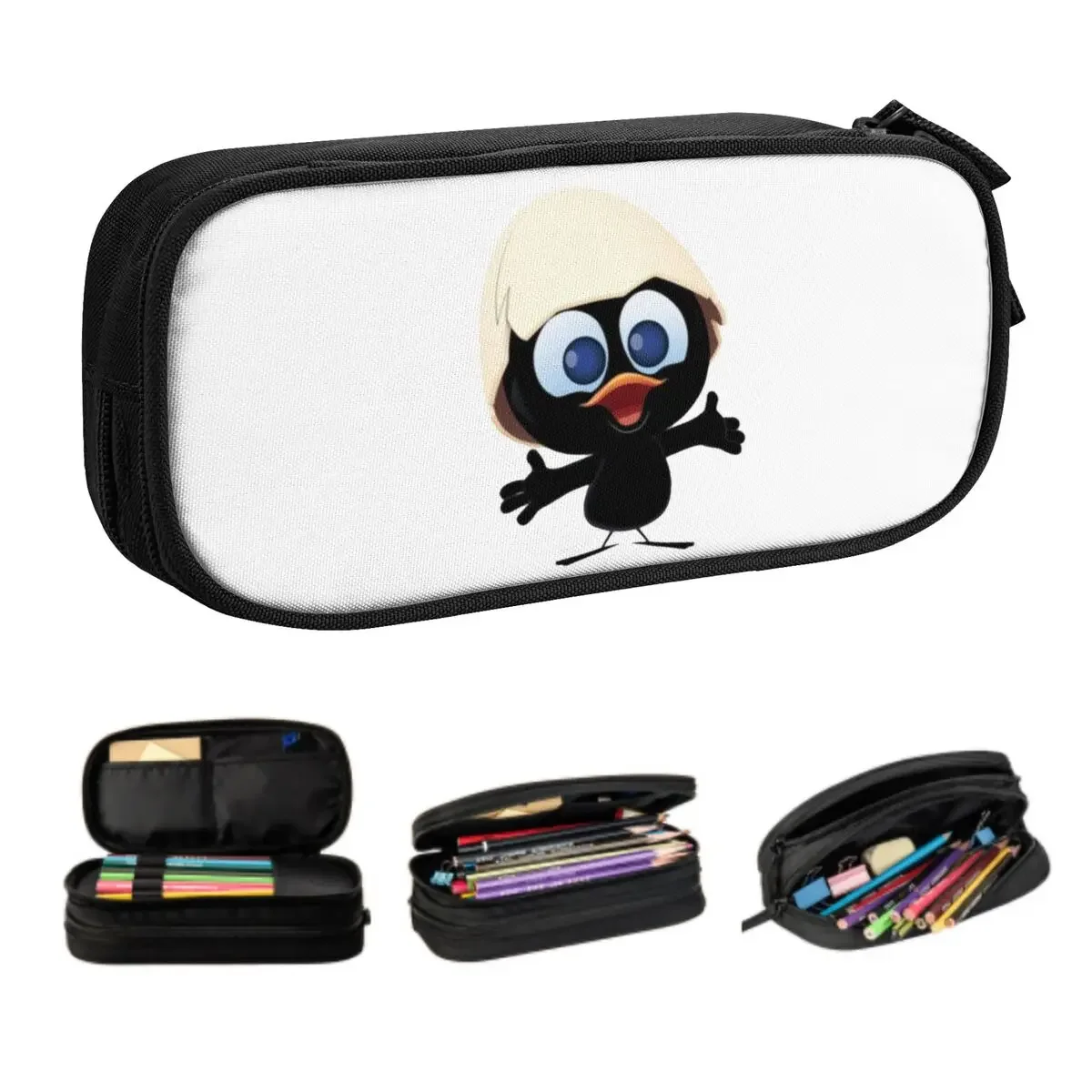 Custom Cute Cute Calimero Pencil Cases for Girls Boys Large Capacity Comic Cartoon Chiken Pencil Bag School Accessories