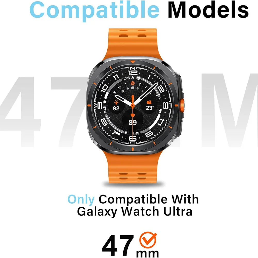 Numeric Metal Case for Samsung Galaxy Watch Ultra/Ultra 2025  47mm Rugged Back Cover Ultra Thin Bumper Frame Protective Cover