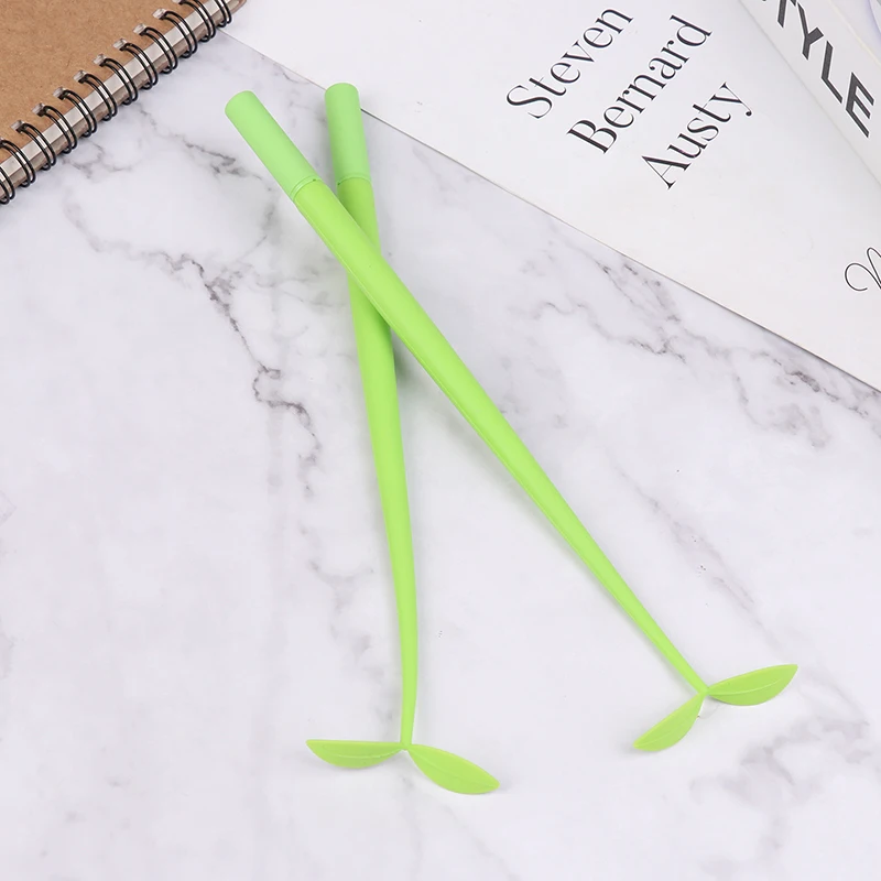 4Pcs 0.5MM Black Ink Lucky Leaf Lovely Gel Pen Green Leaf Writing Signature Pen For Students School Office Writing Supplies view 4