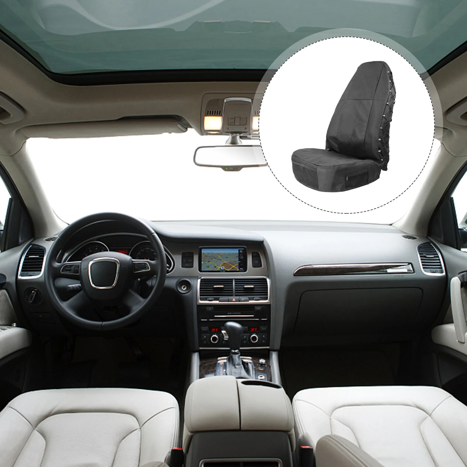 

Universal Car Seat Cover Durable Oxford Cloth Waterproof Multipocket Design Anti-Dirty Vehicle Seat Protector for Auto