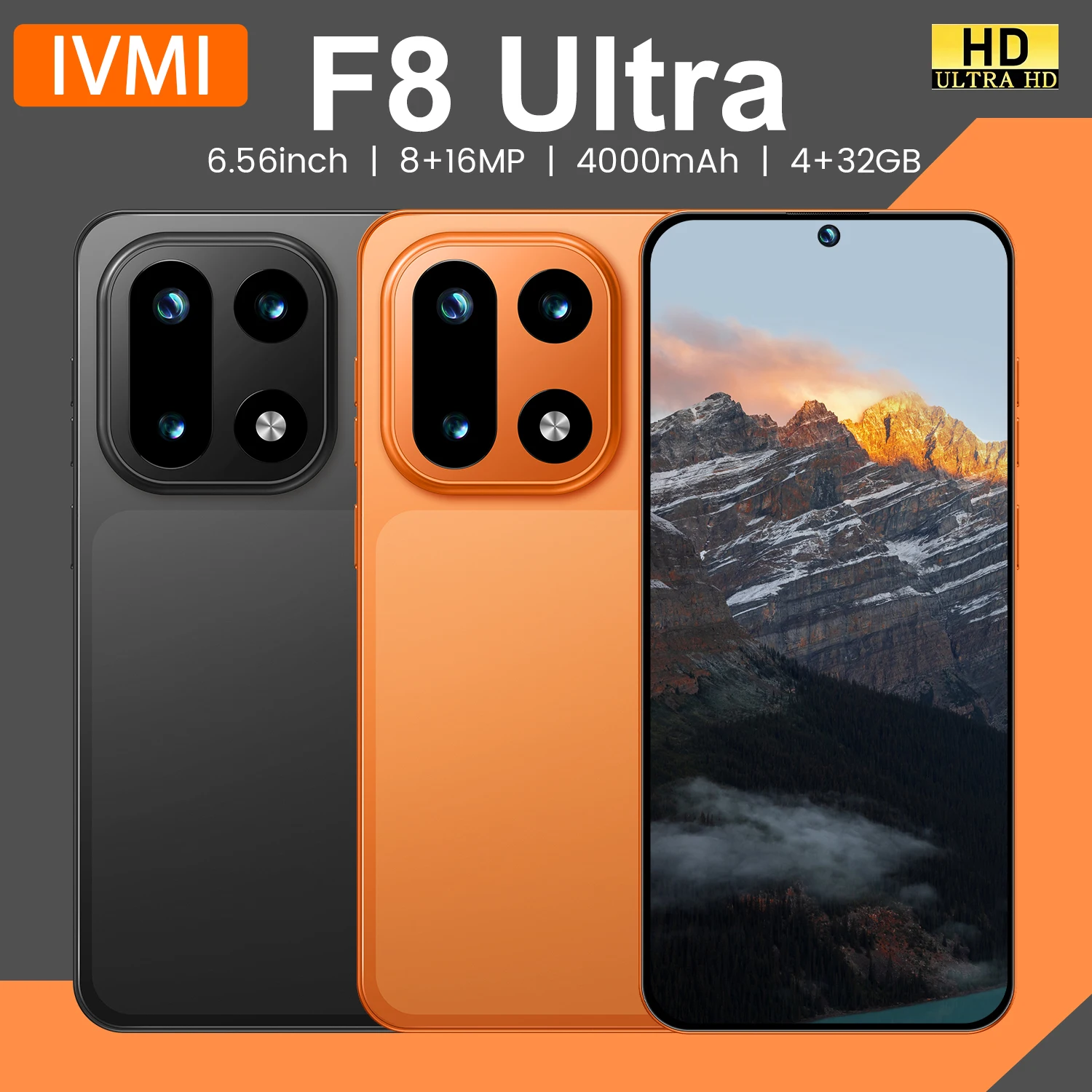 IVMI F8 Ultra Smartphone Android 12 6.56 inch Screen 4+32GB 8+16MP Mobile Phone 4000mAh For Google Play Store Phone