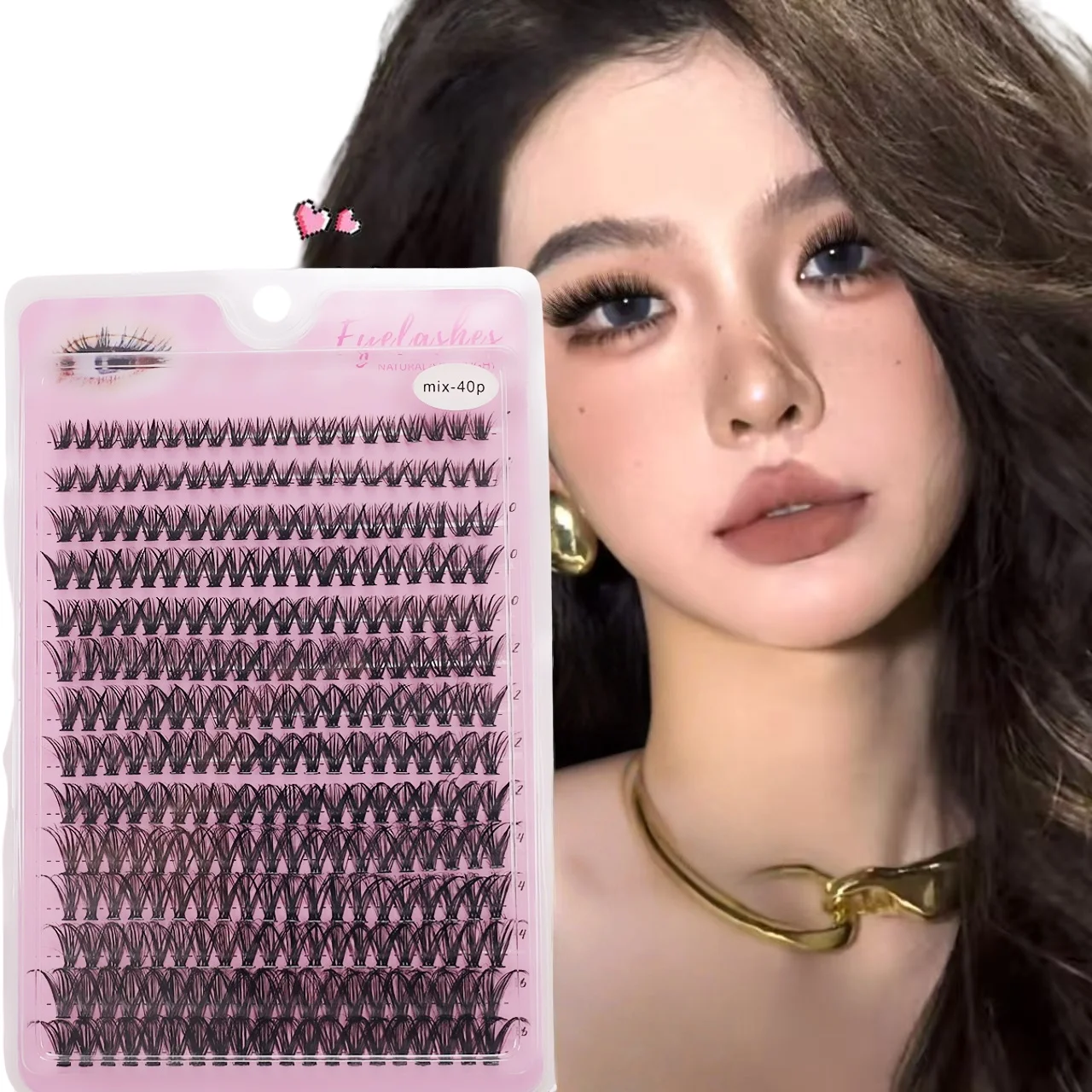 14 pièces 40D 8-16mm mélange d-roll cils grappes, extension de cils simples, faux cils doux et naturels, extension de cils bricolage