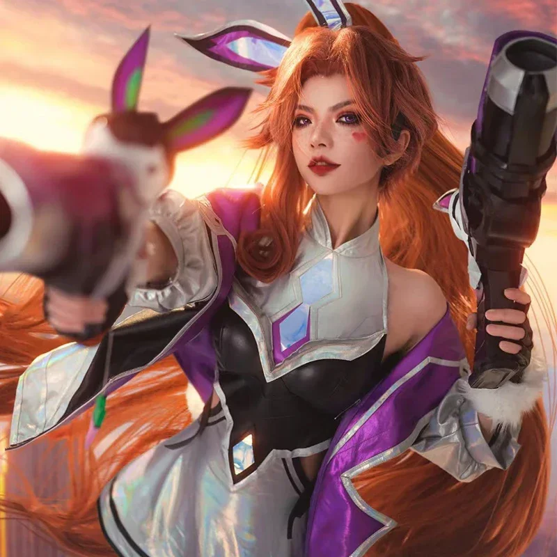 LOL Battle Bunny Miss Fortune Cosplay Costume Game LOL Cosplay Costume Sexy Women Dress Stocking Full Set New Skin