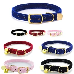 New Cat Collar with Or Without A Bell Cat Dog Tie Adjustable Kitten Necklace Durable Cute Pets Flocking Cloth Collar