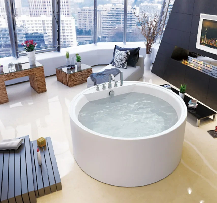 

Freestanding circular Bathtub Single double Surf Massage thermostatically heated acrylic household 1.8m large bathtub