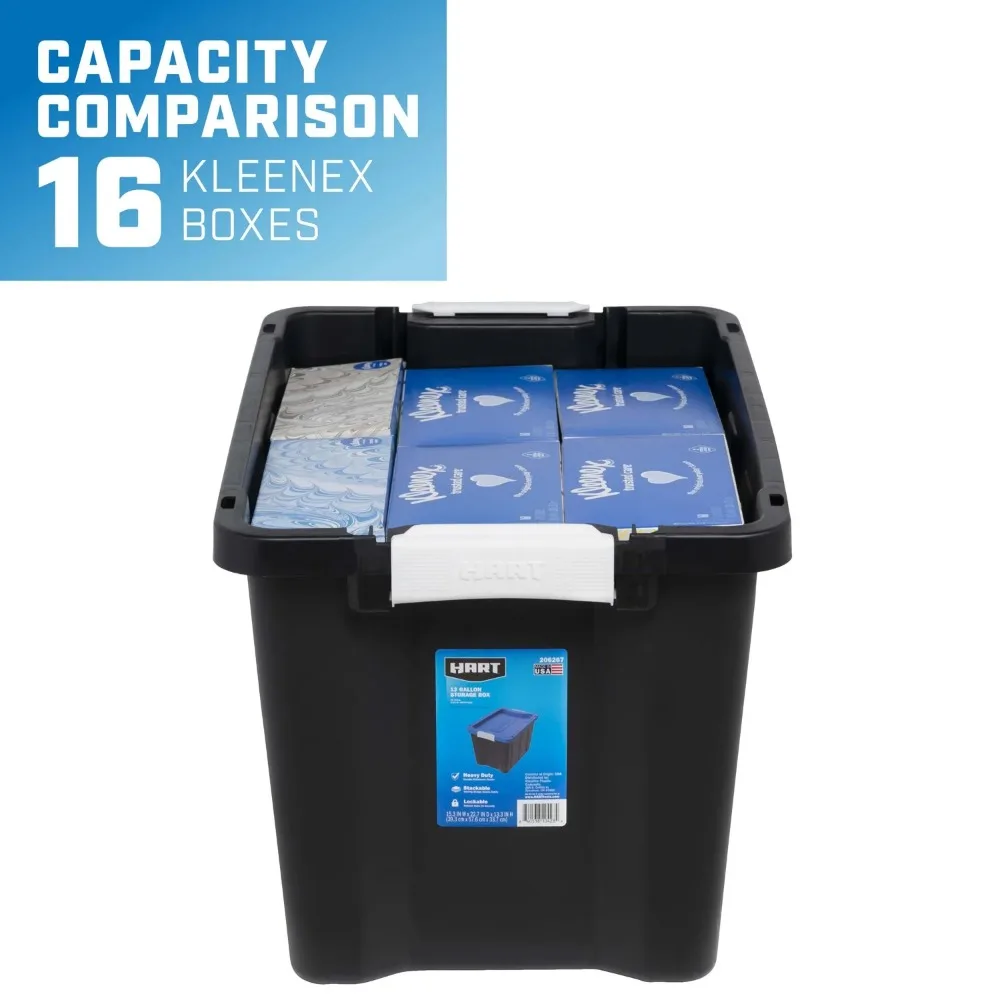 12-галлонный сверхмощный пластиковый контейнер для хранения с защелкой, черный