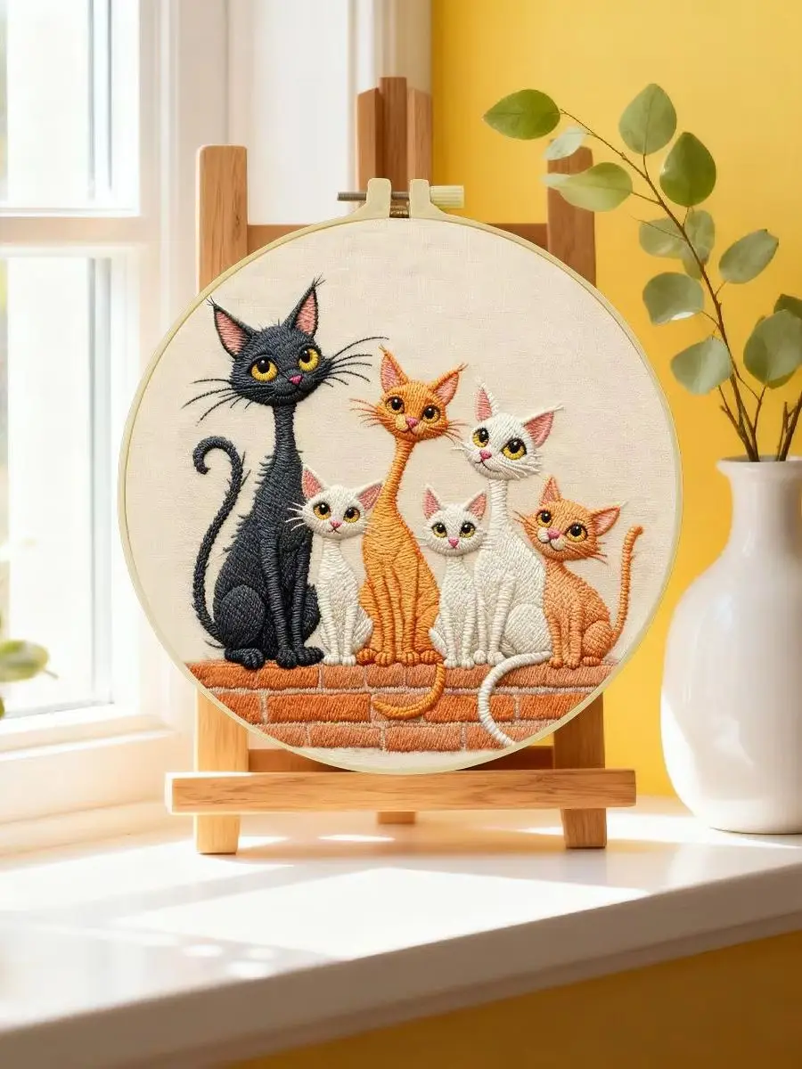 1 Stück 20X20CM/15X15CM 7,87/6,3 Zoll Garten-Stickerei-Starter-Kit DIY-Kit DIY-Stickerei-Set für Anfänger – Detail 6