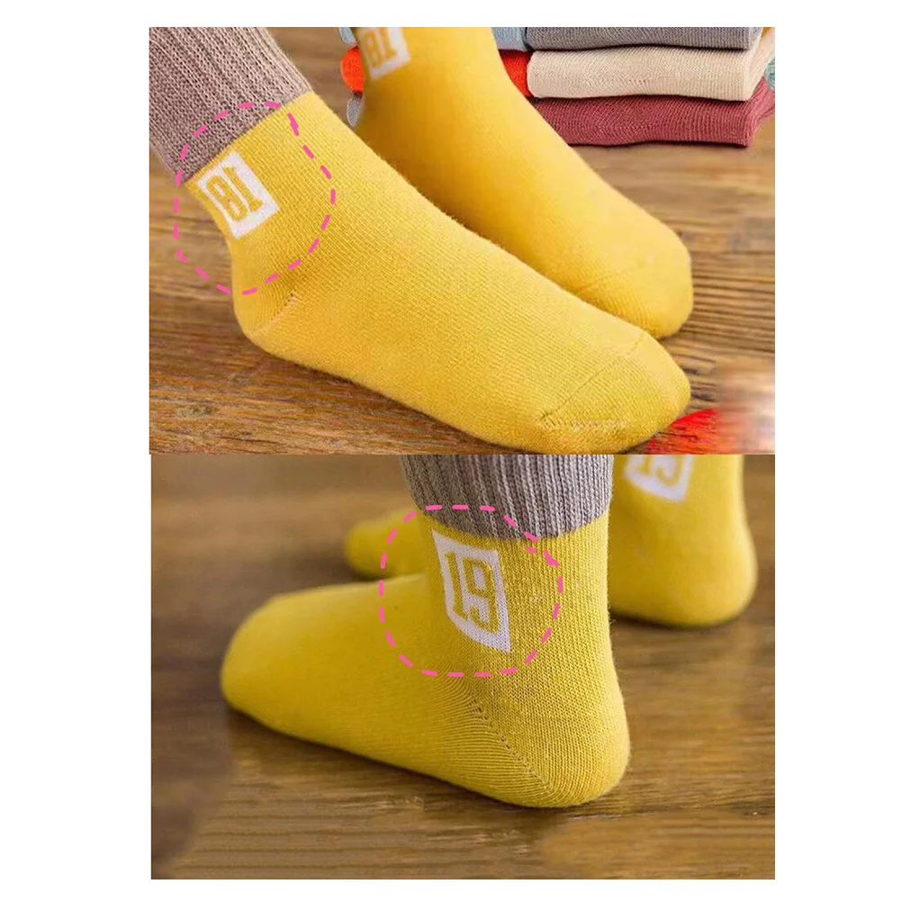 

5pcs Baby Cotton Socks Mid-Calf Length Soft Breathable Non-Slip Socks For Kids Toddlers Newborns 7-12 Years Old Random Color