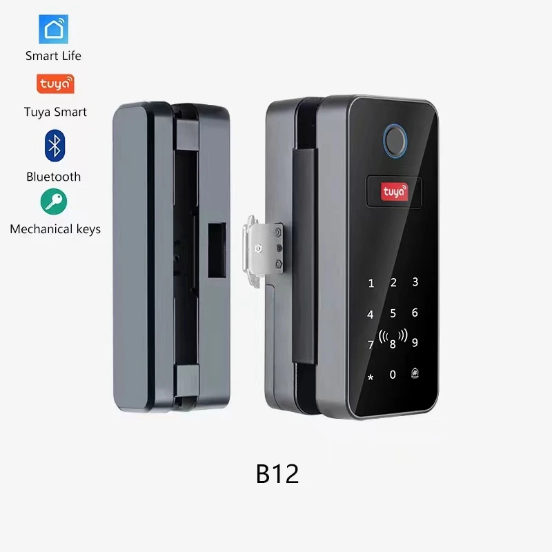 

Bluetooth APP Tuya Double Glass Doors Keyless fingerprint lock Passcode Digital Rfid Door Lock Fingerprint Smart Lock