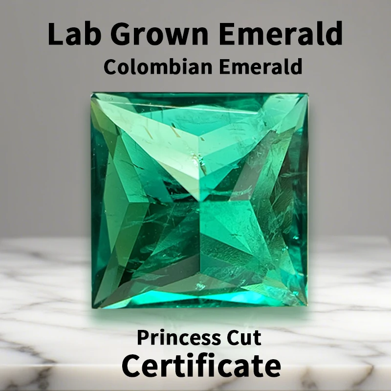 

Lab Grown Colombia Emerald Loose Stone Princess Cut Hydrothermal Gemstones for DIY Jewelry Making Selectable AGL Certificate