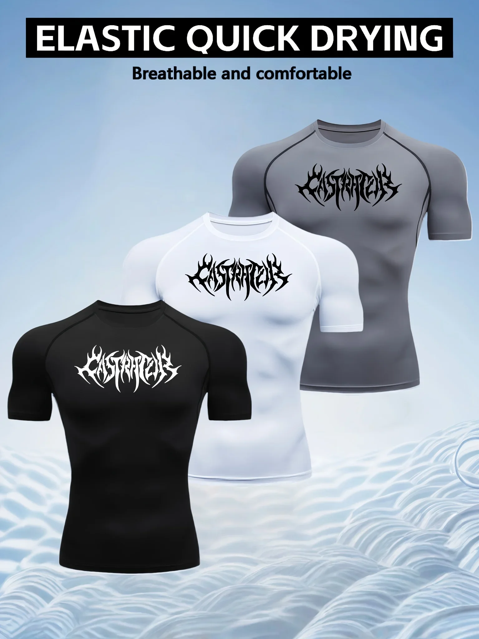 Triplet Men's Compression Printed T Shirt Summer Sportswear Running T-shirt Elastic Quick Dry Sport Gym Fitness TShirts Men