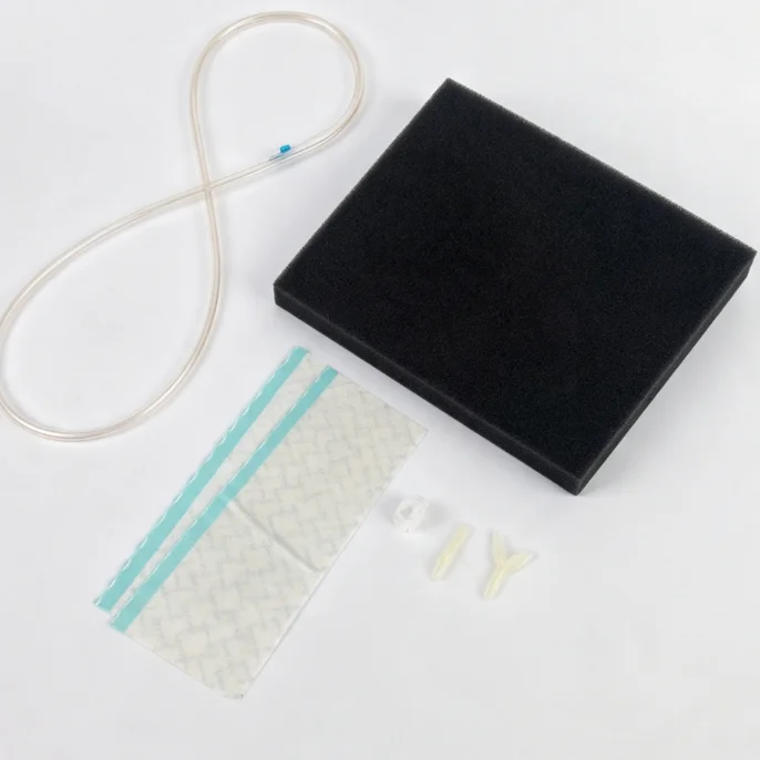 Negative Pressure Wound Therapy Dressing Kit 20*10*3cm Including Black Foam Tubes with the Pad Transparent Film I/Y Connector