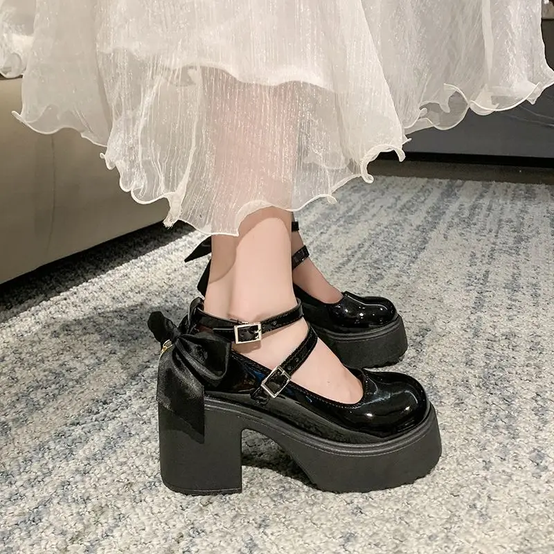 ​Sweet Cool Women's Mary Jane Shoes 2025 Spring Summer New French Retro Chunky Block Heel Platform Elevator Leather Footwear​