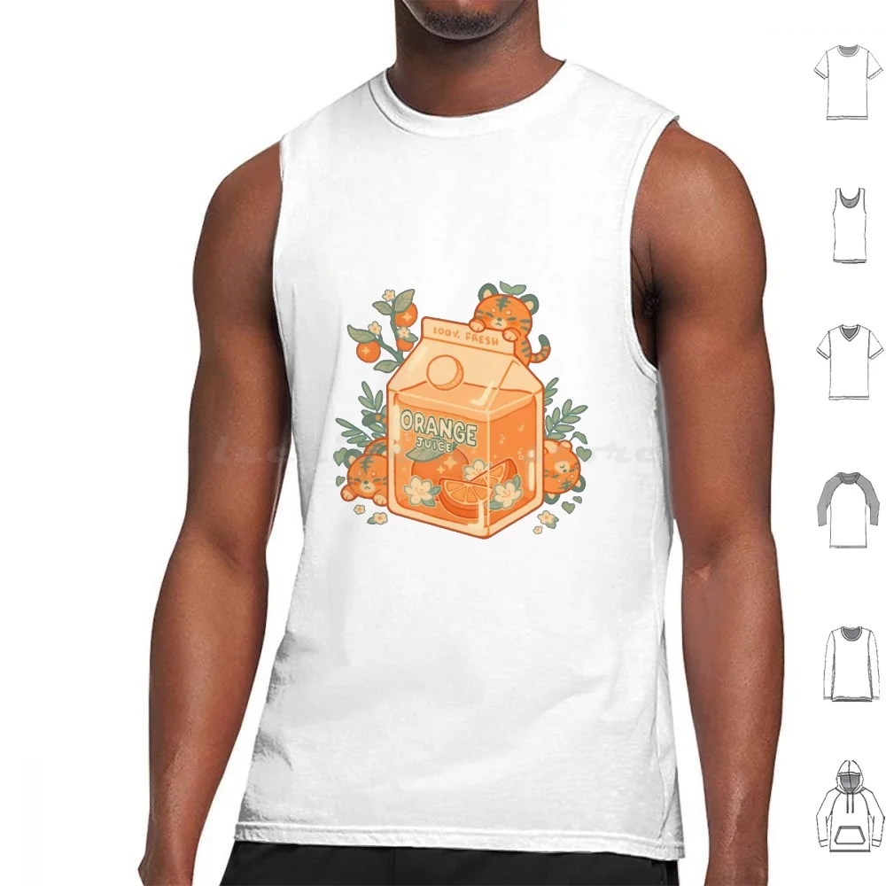 Orange Juice Tank Tops Print Cotton Orange Juice Oranges Tiger Tigers Cute Aesthetic Carton Aesthetics Aesthetic Art