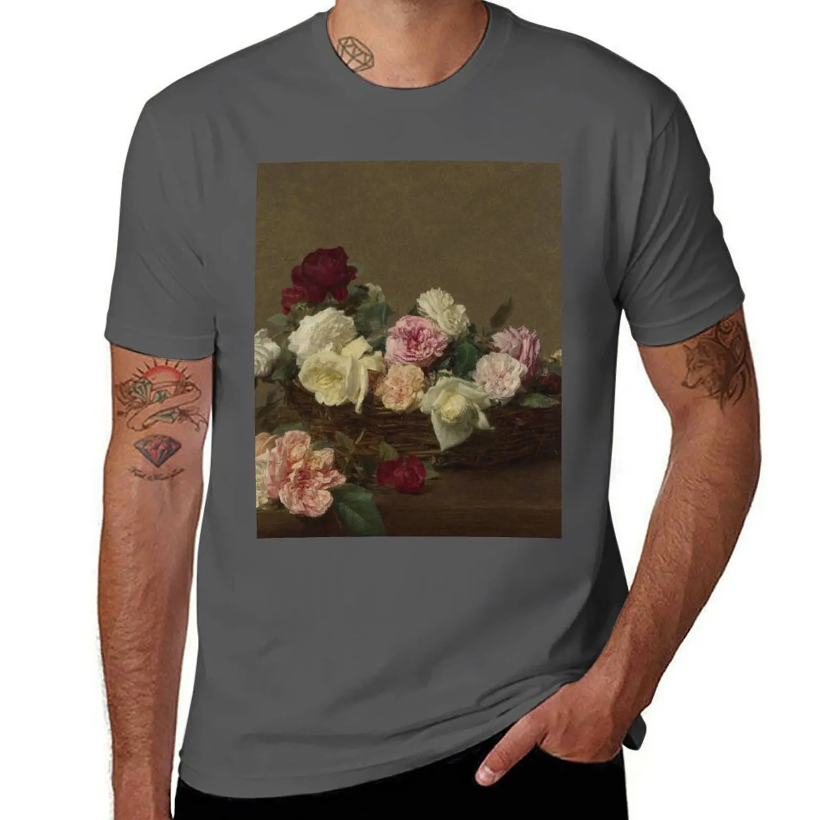 

Ignace-Henri-Theodore Fantin-Latour - A Basket Of Roses T-Shirt mens graphic t shirts t shirt man designer T-Shirt