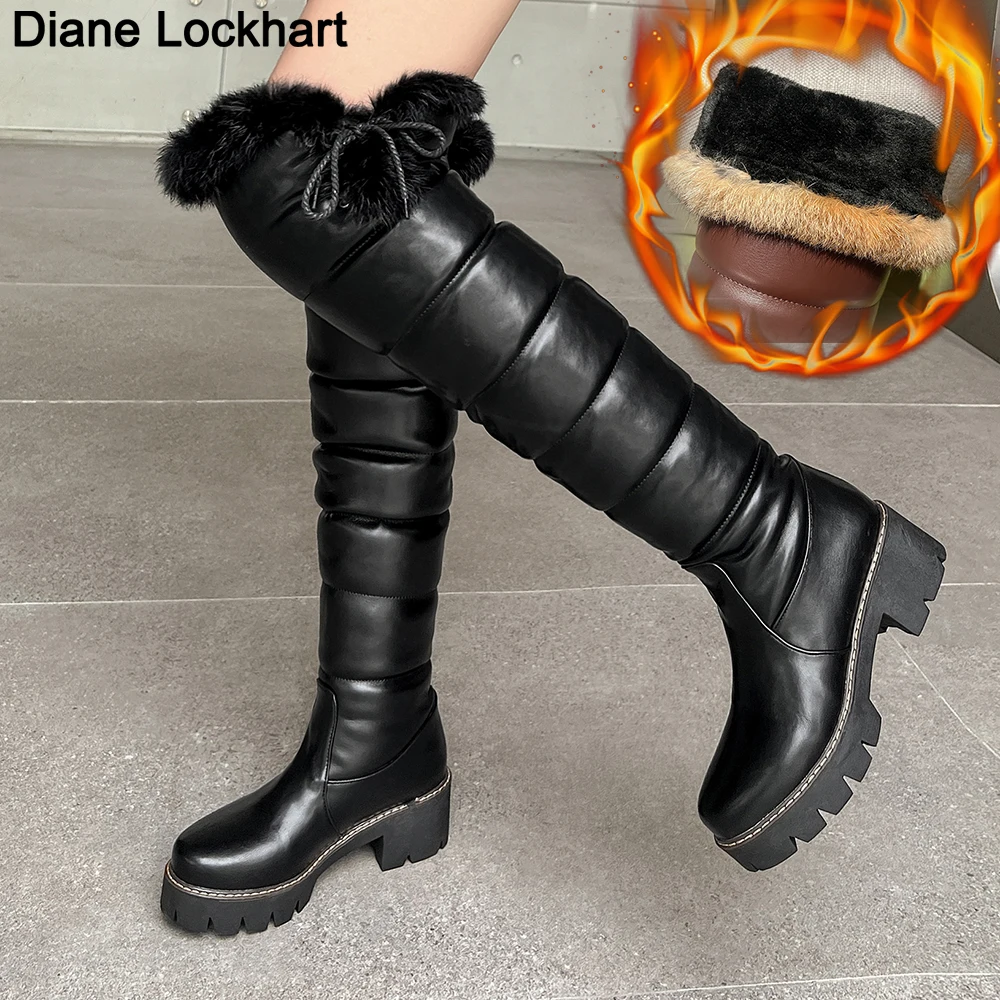 

Women's Snow Boots Winter Shoes Waterproof 2022 Warm Fur Over the Knee High Boot Black Brown Ladies Plush Shoes Brand