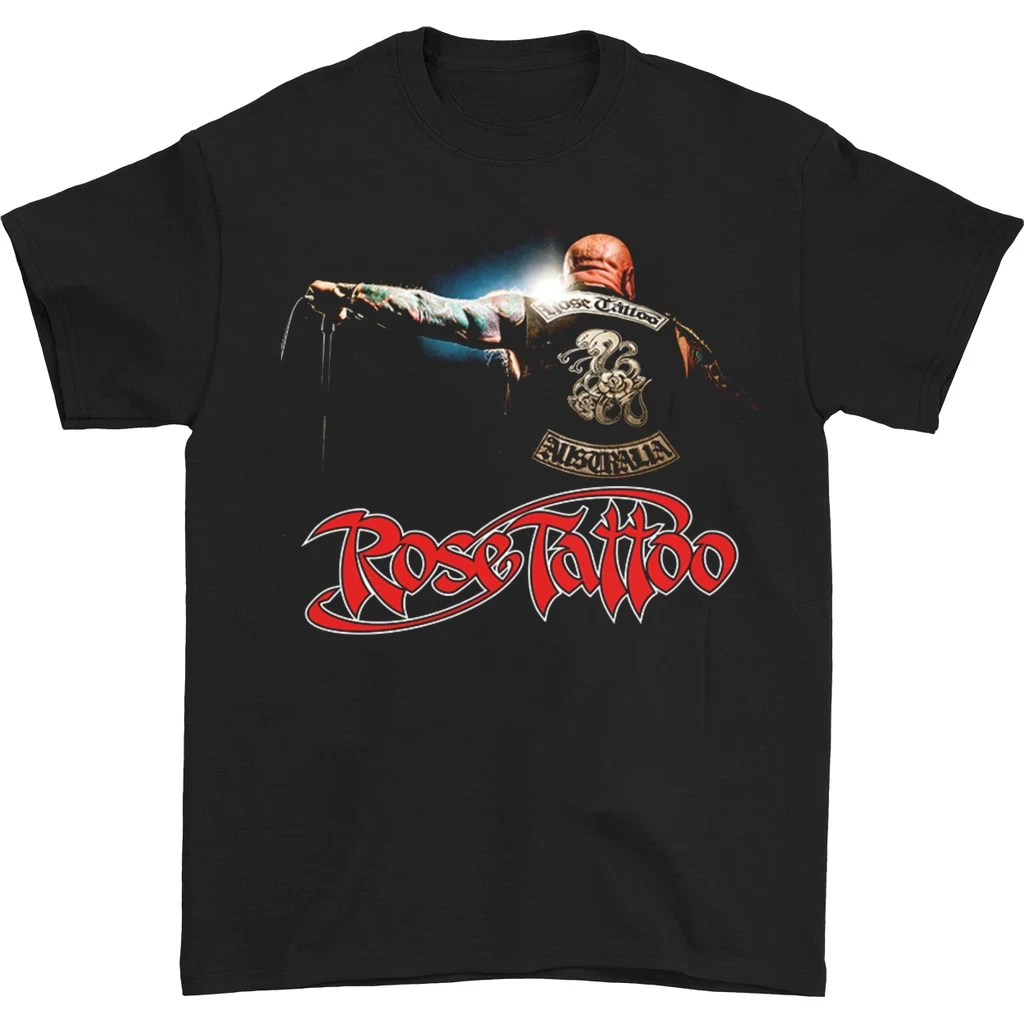 Rose Tattoo Rock Monster T-Shirt, Black Short-Sleeve, Pure Cotton, All-Season Couple Streetwear Shirt  oversized t shirt
