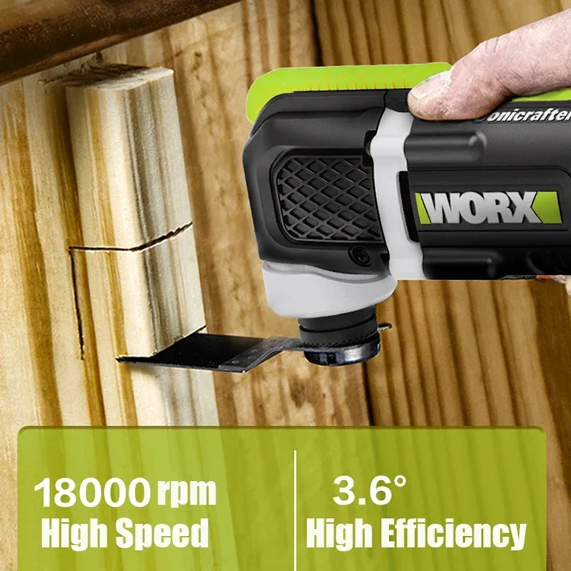 Worx WE696 Cordless Oscillating Multi-Tools Brushless 20v Max 18000T/min Swing Angle 3.6 Shock Absorbing Universal Green Battery