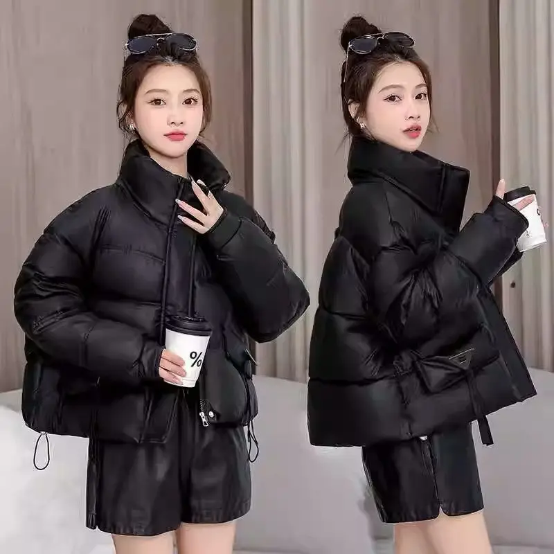 Winter Standing Collar Short Down Cotton Jacket For Women 2024 Korean Version Large Size Thick Bread Coat Outerwear A391