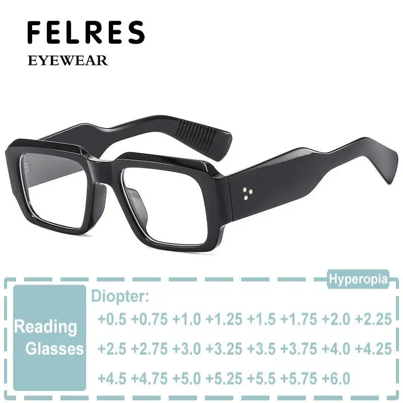 

Trend New Brand Retro Men Black Square Reading Glasses Rice Nail Anti Blue Light Computer Glasses Optical Presbyopia Eyewear