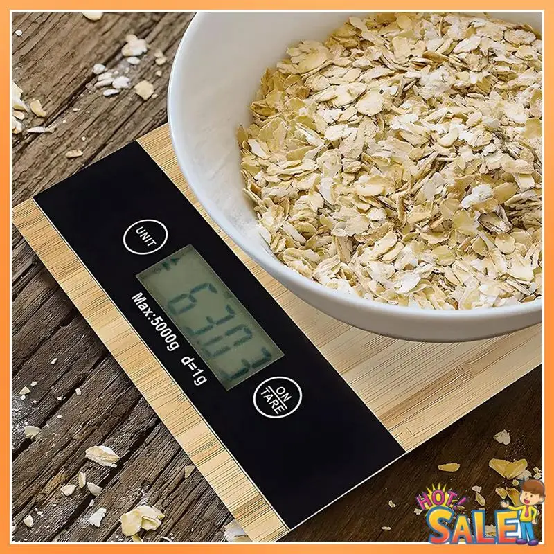Bamboo Kitchen Scales, LCD Display, Kitchen Scales Baking, Cooking & Household Design