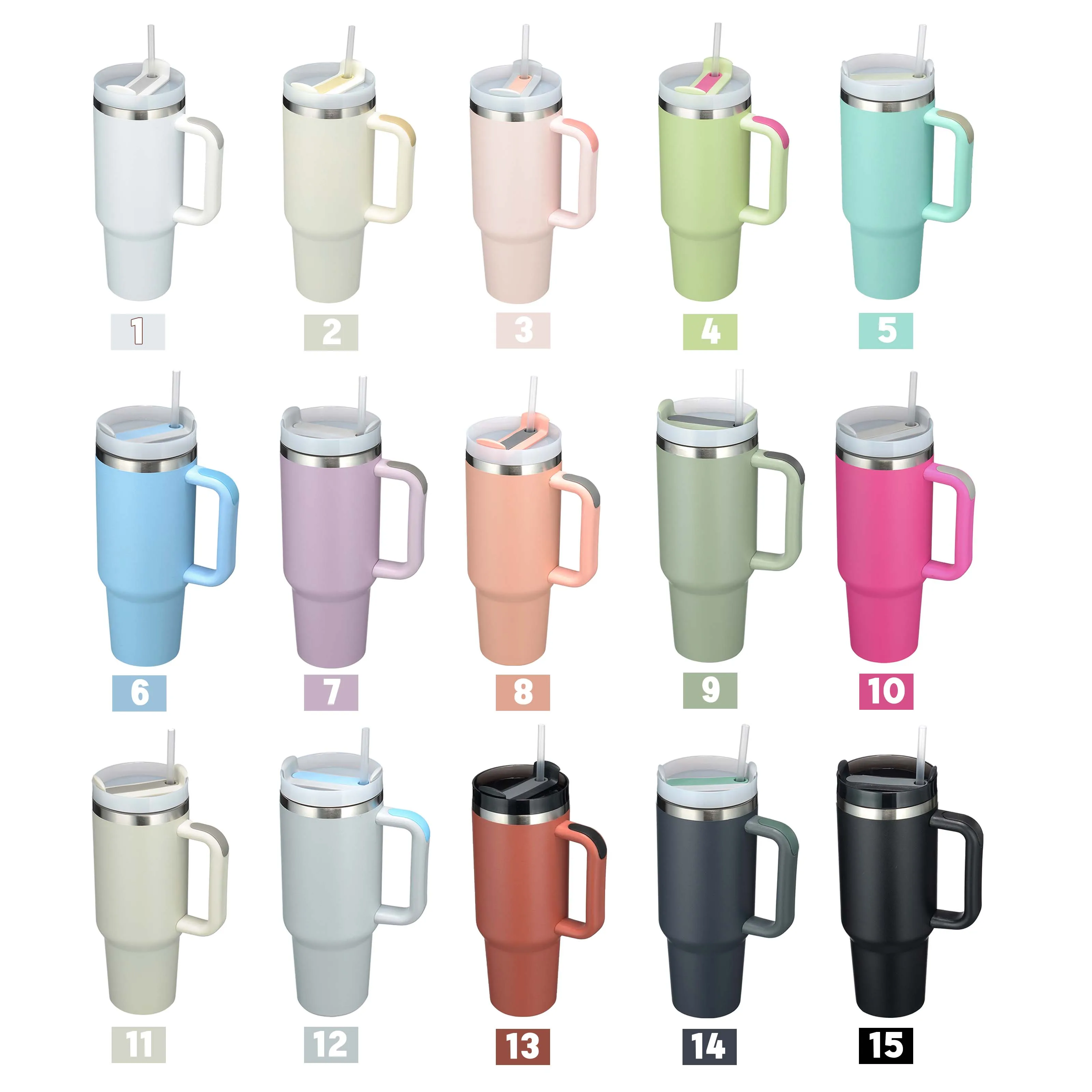 Tasse thermique d'extérieur en acier inoxydable, gobelets de voyage, standard de voiture avec pailles, 30oz, 40oz