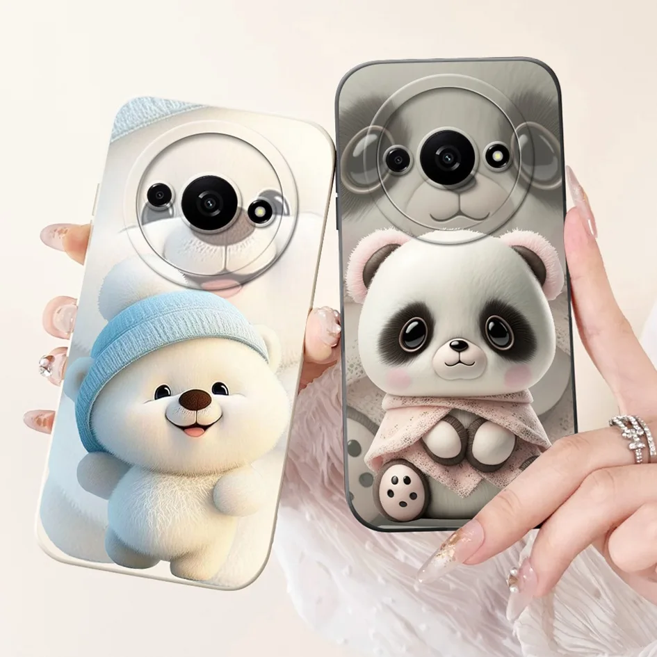 For Xiaomi Redmi A3 2024 Case Poco C61 Cover Cute Panda Cartoon Soft Silicone Shockproof Bumper For Xiaomi RedmiA3 PocoC61 Funda