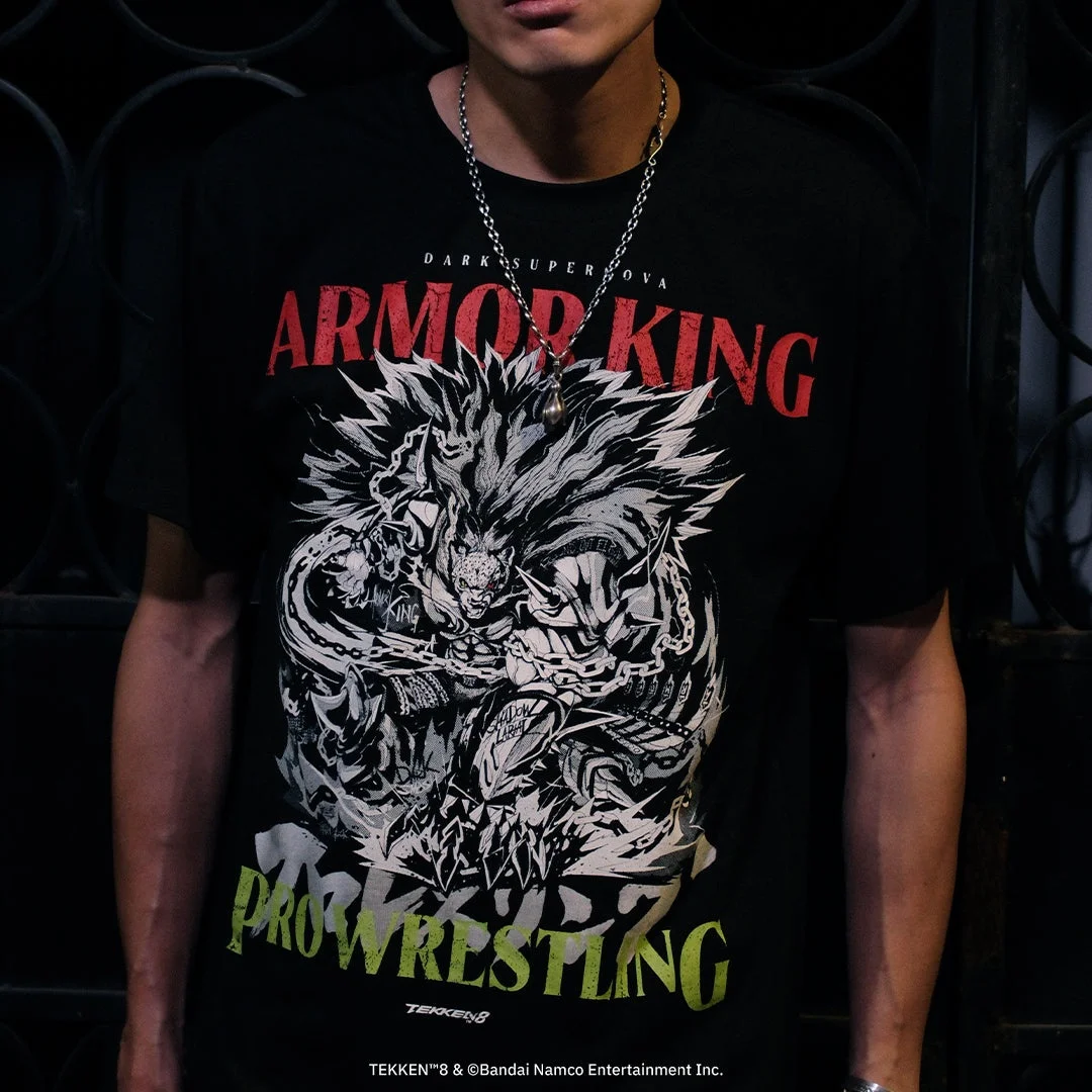 Camiseta Oversize Estampada en 3D Estilo Draft de la Línea de Lucha Libre Profesional Iron Fist 8 Armor King, Verano 2026, Manga Corta Casual
