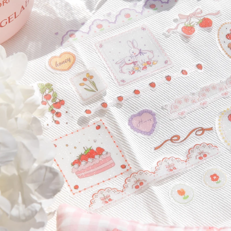 

2 рулона декоративной ленты из ПЭТ с блестками серии Strawberry Sweetheart для скрапбукинга, коллажей, DIY-проектов, чехлов для телефонов, ноутбуков, конвертов, открыток