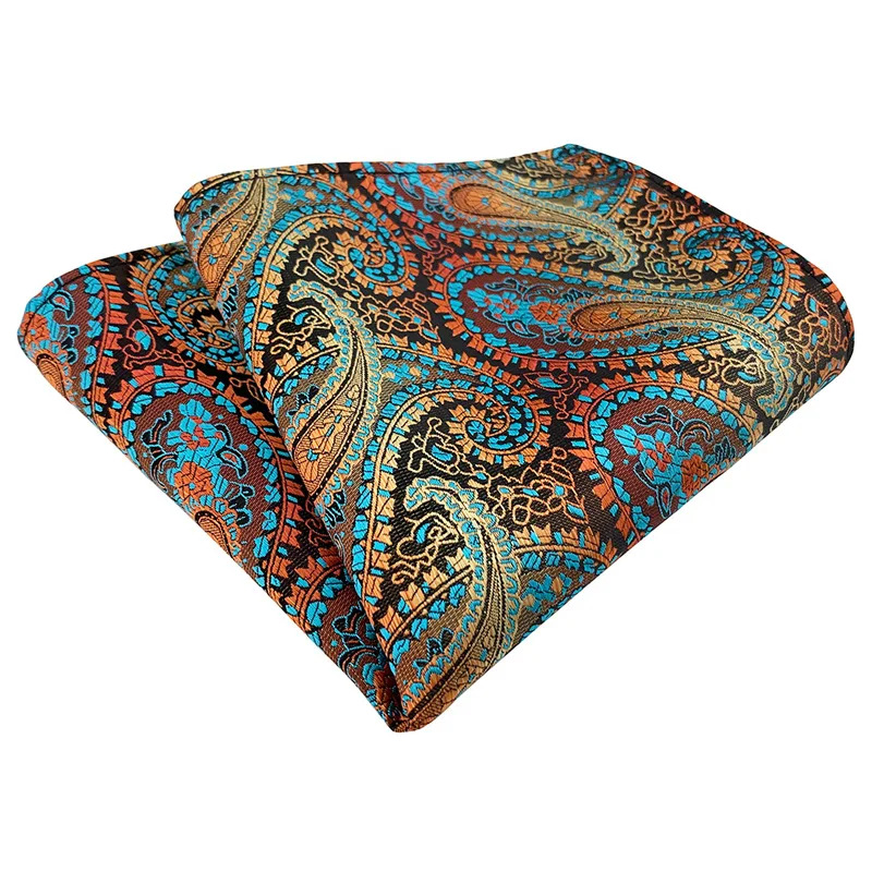 25*25cm New Trendy Man's Paisley Cashew Flower Polyester Pocket Square Woman's Fashion Casual Party Wedding Handkerchief