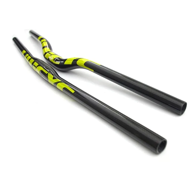 ULLICYC Mountain Bike 3K Full Carbon Handlebar Flat/Rise Carbon Bicycle Handlebar MTB Parts Fluorescent yellow 31.8*580-740mm ca