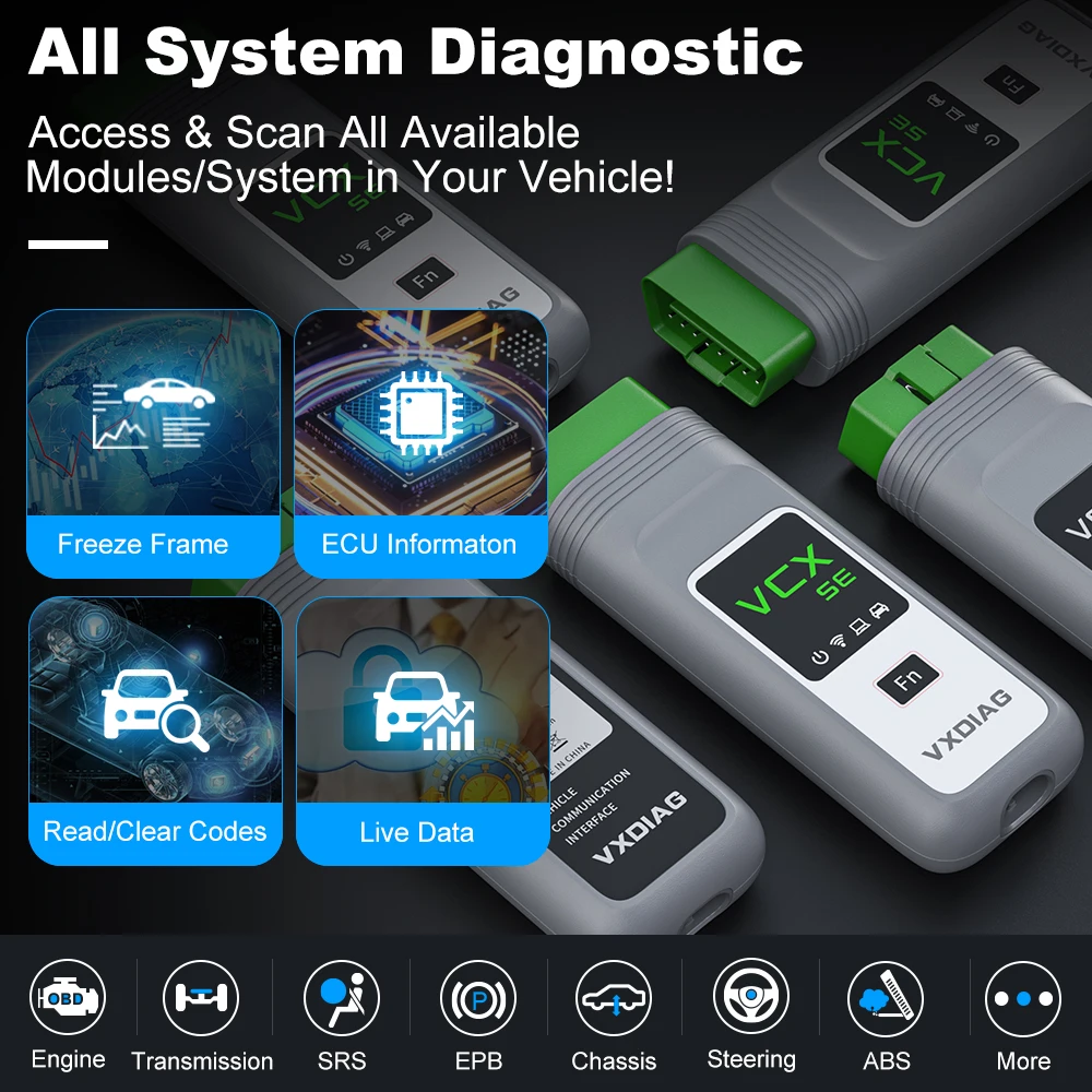 VXDIAG SE For VW DOIP All System Car Diagnostic Tools Active Test ECU Coding J2534 Programming OBD2 Scanner for BMW Benz Porsche