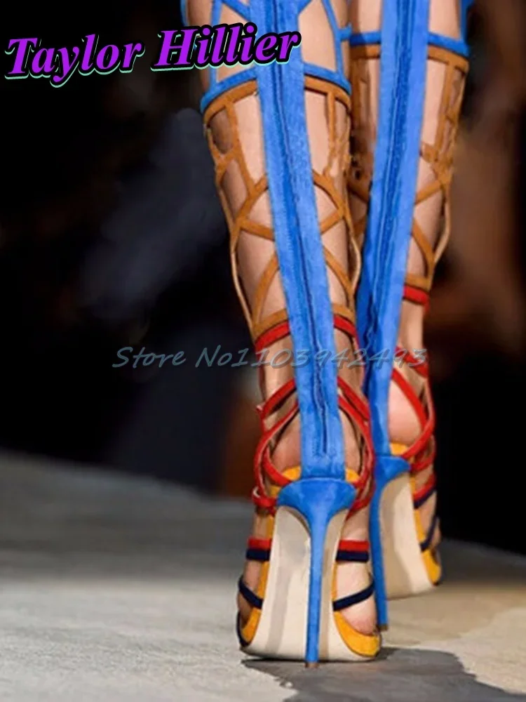 

Gladiator Hollow Heels Open Toe Heeled Sandals Stiletto Roman Designer Shoes Women Summer Luxury Sandalias De Mujer Tacones