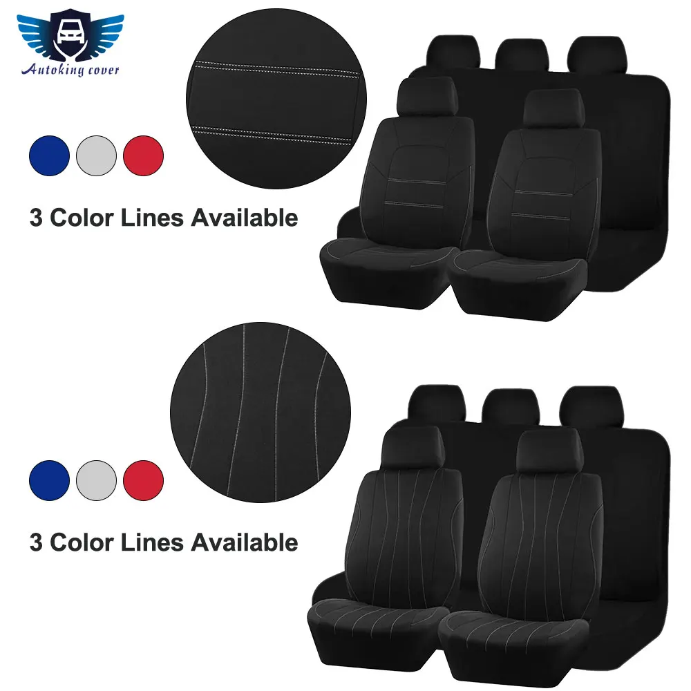 New Arrive Black Fabric Car Seat Covers With Back Pocket Universal Size Fit For Most Car Suv Seat Protector Accessories Interior