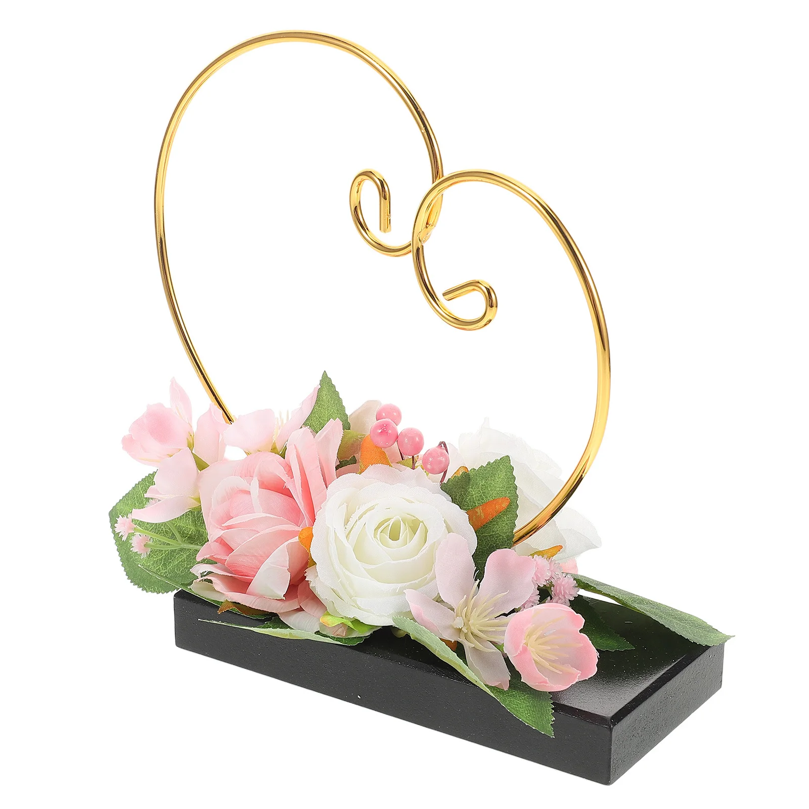 

Decorative Heart Shaped Ring Display with Realistic Fake Flowers - Jewelry Holder Stand for Wedding Engagement Necklace Earring