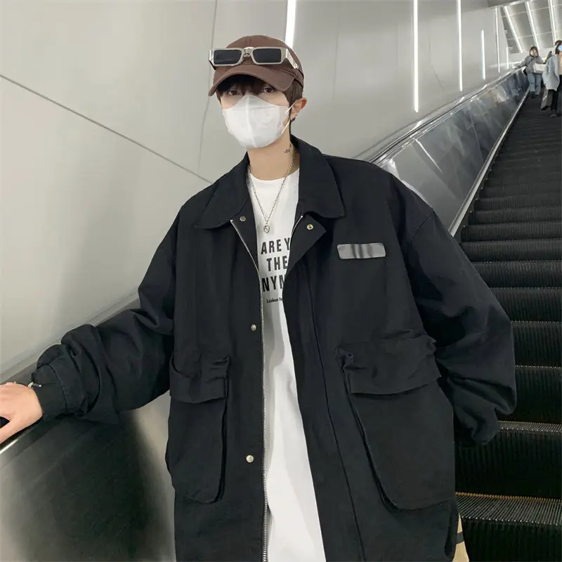 

​ Ретро стираная японская городская куртка для мальчиков, мужская легкая уличная одежда в стиле Ins, повседневная многослойная одежда ​