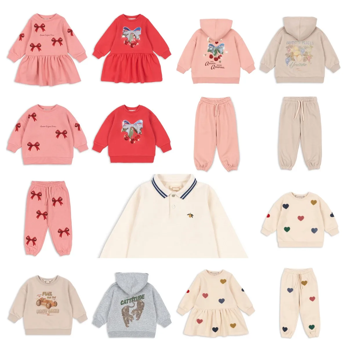 

AW25 New Ks Kids Girls Boys Clothes Sequined Bow Sweatshirts Sweatpants Outfit Set Cartoon Hoodie Girls Dresses