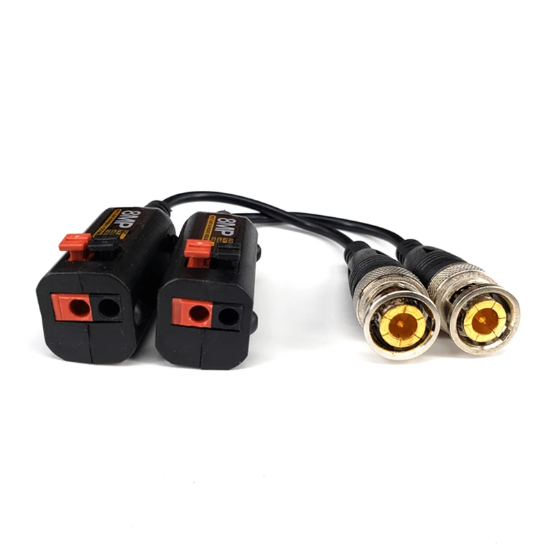 8MP Twisted Pair BNC CCTV Video Balun Passive Transceivers Support AHD/CVI/TVI 4K Camera Cat5e/ Cat6 UTP Cable Connectors