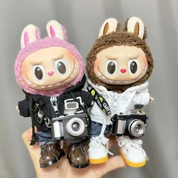 17cm Cute Baby Clothes Zipper Sweatshirt Camera Accessories For Korea Kpop Exo Labubu Idol Dolls Clothing Hoodie Jeans No Doll