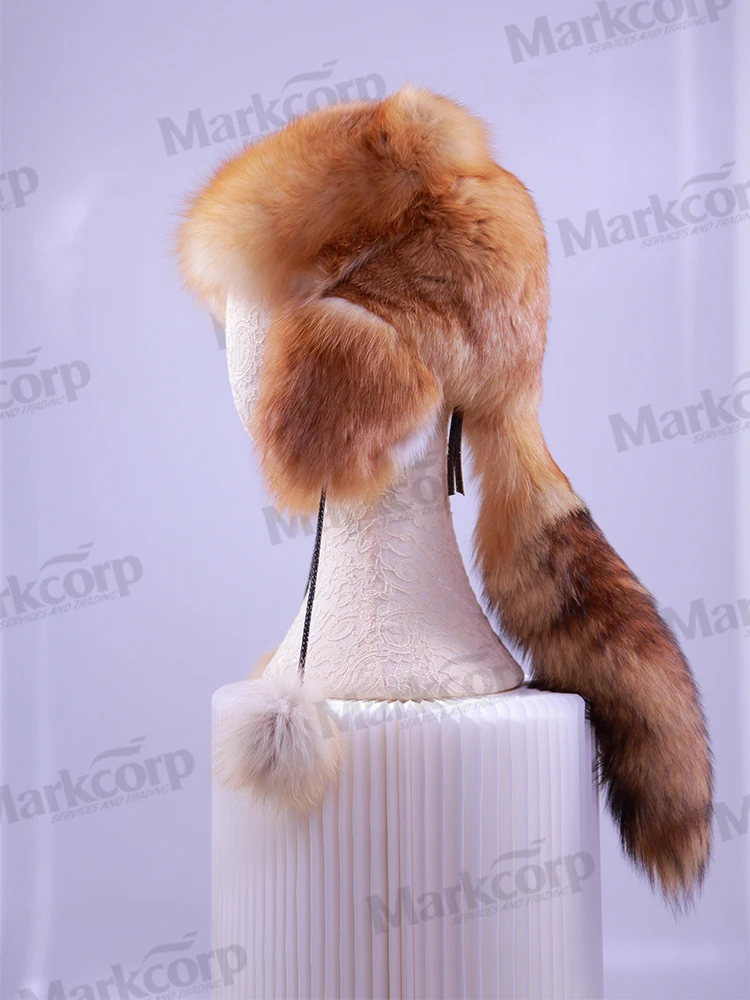 Markcorp's new fur children's hat, boys and girls trendy tail accessory, light coffee fur hat, children's hat