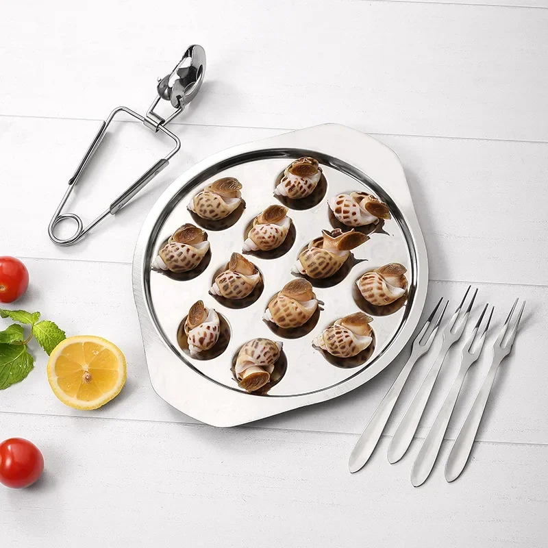 Tongs Stainless Steel Metal Serving Kitchen Food Snail Mini Locking Cooking Grilling Barbecue Snail Plate  Stainless Snail